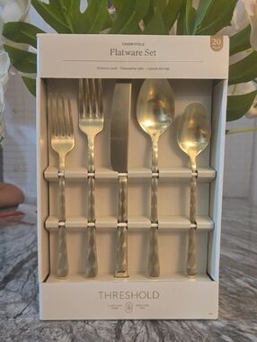 Threshold Gold Textured 20-Piece Flatware Set
